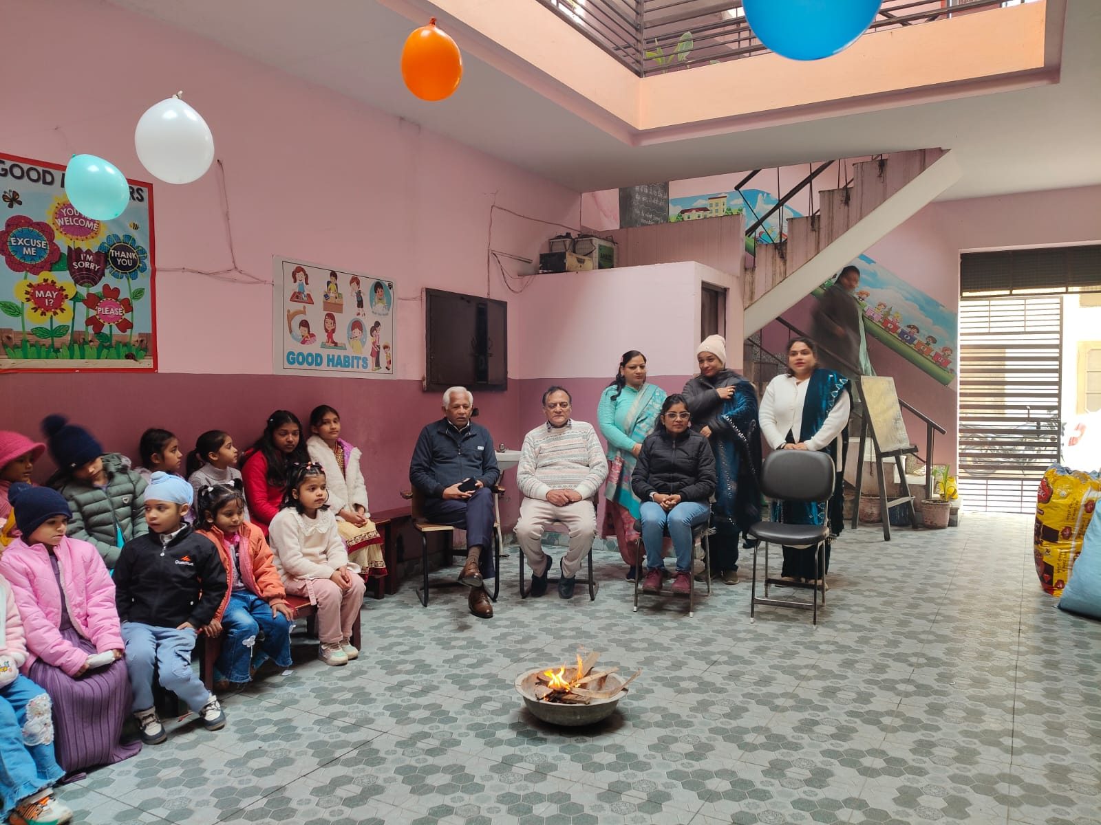 Students at the Lohri celebration